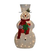 120cm White Outdoor Christmas Snowman with Lights