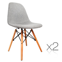 Set of 2 Dining Chair Fabric Grey