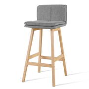 2 x Kitchen Bar Stools Wooden Bar Stool Chairs Barstools Fabric Grey 67CM