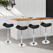  set of 4 Kitchen Bar Stools Swivel Bar Stool PU Leather Gas Lift Chair Black