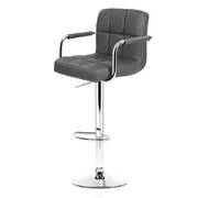2x Bar Stools Gas lift Swivel Chairs Kitchen Armrest Leather Chrome Grey