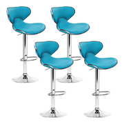  set of 4 Kitchen Bar Stools Swivel Bar Stool PU Leather Gas Lift Chairs Teal