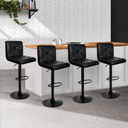  set of 4 Bar Stools PU Leather  Kitchen Cafe Bar Stool Chair Gas Lift Black