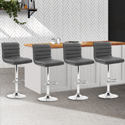  set of 4 PU Leather Bar Stools Swivel Bar Stool Kitchen Chairs Gas Lift Grey