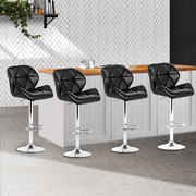  set of 4 Kitchen Bar Stools Swivel Bar Stool PU Leather Gas Lift Chairs Black