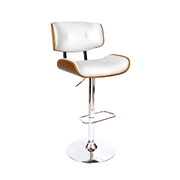 PU Leather Bar Stool with Chrome Base White