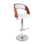 PU Leather Wooden Kitchen Bar Stool Padded Seat White