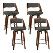 Set of 4 Wooden Swivel Bar Stools - Charcoal, Wood and Chrome