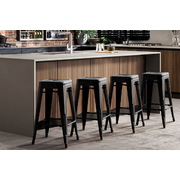 Set of 4 Tolix Bar Stools Metal Bar Stool Kitchen Chairs 76cm Black