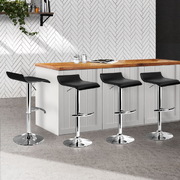  set of 4 Bar Stools SENA Kitchen Swivel Bar Stool PU Leather Chairs Gas Lift Black