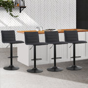  set of 4 Bar Stools Fabric Kitchen Cafe Swivel Bar Stool Chair Gas Lift Black