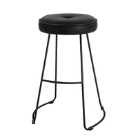 2x Bar Stools Kitchen Stool Chairs Modern Metal Leather Black