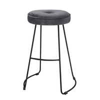2x Bar Stools Kitchen Stool Chairs Modern Metal Velvet Fabric Grey