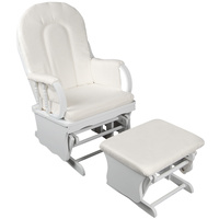 Baby Breast Feeding Sliding Glider Chair w/ Ottoman White