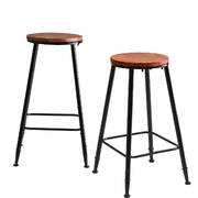 2x Industrial Bar Stool Kitchen Stool Barstools Dining Chair Wood Seat