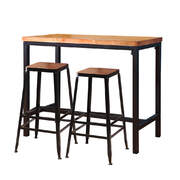 5pc Industrial Table Bar Stools Wood Chair Set