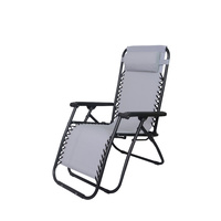 2 Sets of Zero Gravity Outdoor Foldable Reclining Chair Grey