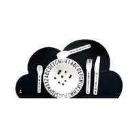 Food Grade Silicone Slip Resistant Cloud Placemat for Baby/Kid/Children Black