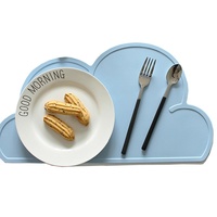 Food Grade Silicone Slip Resistant Cloud Placemat for Baby/Kid/Children Blue