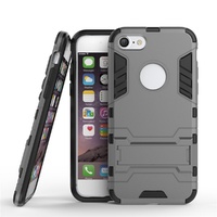 iPhone 7 Case HEAVY DUTY Iron Case Premium Shockproof Kickstand Bumper Silver 