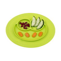 Mess-Less Baby Mini Mat One-piece placemat/ plate 100% BPA Free Silicone Green
