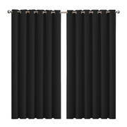 3 Layers Eyelet Blockout Curtains 240x230cm Black
