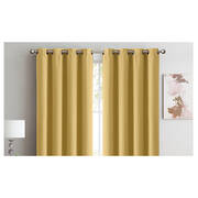 2x Blockout Curtains Panels 3 Layers Eyelet Room Darkening 240x230cm Mustard