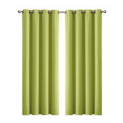 2x Blockout Curtains Panels 3 Layers Eyelet Room Darkening 300x230cm Avocado