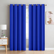 2x Blockout Curtains Panels 3 Layers Eyelet Room Darkening 300x230cm Blue