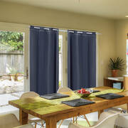 2x Blockout Curtains Panels 3 Layers with Gauze Room Darkening 140x213cm Black