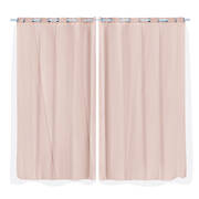 2x Blockout Curtains Panels 3 Layers with Gauze Room Darkening 180x213cm Rose