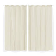 2x Blockout Curtains Panels 3 Layers with Gauze Room Darkening 180x213cm Sand