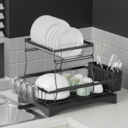 Dish Rack Expandable Drying Drainer Cutlery Tray Kitchen 2 Tiers