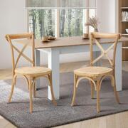2 Pcs Dining Chair with Crossback Timber Wooden Kitchen Chair
