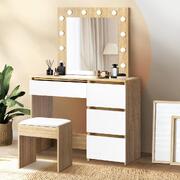 Elegant Vanity Set: Glamorous Dressing Table with Mirror, LED Lighting, and Ample Storage