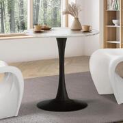 60cm Dining Table Kitchen Marble Tulip Round Metal Leg White&Black