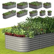 9-IN-1 Raised Garden Bed Modular Kit Planter Oval Galvanised Steel 56CM H