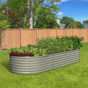 Raised Garden Bed Beds Kit Planter Oval Galvanised Steel 240cmX80cmX56cm