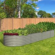 Raised Garden Bed Beds Kit Planter Oval Galvanised Steel 320cmX80cmX56cm
