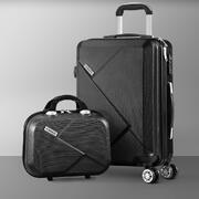 2PCS Luggage Suitcase Trolley Set Travel TSA Lock Storage Hard Case Black