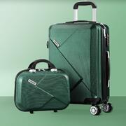 2PCS Luggage Suitcase Trolley Set Travel TSA Lock Storage Hard Case Green