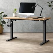  Standing Desk Electric Height Adjustable Motorised Sit Stand Desk 140cm Black and Oak