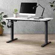  Standing Desk Electric Height Adjustable Motorised Sit Stand Desk 140cm Black and White