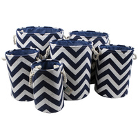 Printed Fabric Baskets Set of 3 Zig Zag Blue