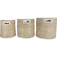 Set of 3 Kans Grass Baskets Round 35 x 35cm