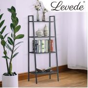4 Tier Ladder Shelf Book Storage Display Black