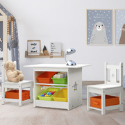 3 Pcs Kids Table And Chairs Set Children Furniture Play Toys Storage Box