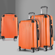 Wanderlite 3 Piece Lightweight Hard S3pc Luggage Sets - TSA Hard Case, Trolley Suitcases in Vibrant Orangeuit Case Luggage Orange