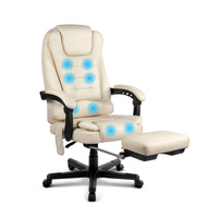 8-Point Massage Office Chair with Footrest Beige