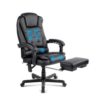 8-Point Massage Office Chair with Footrest Black